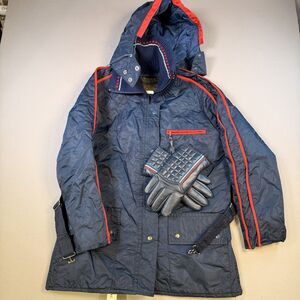 VTG Thermosports Snowmobile Womens Jacket Waterproof Large Hood Zip w/Gloves 80s